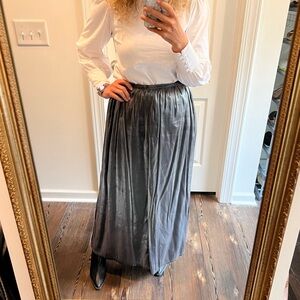 Vintage Silver Metallic Long Maxi full Skirt Size 10 Shimmery